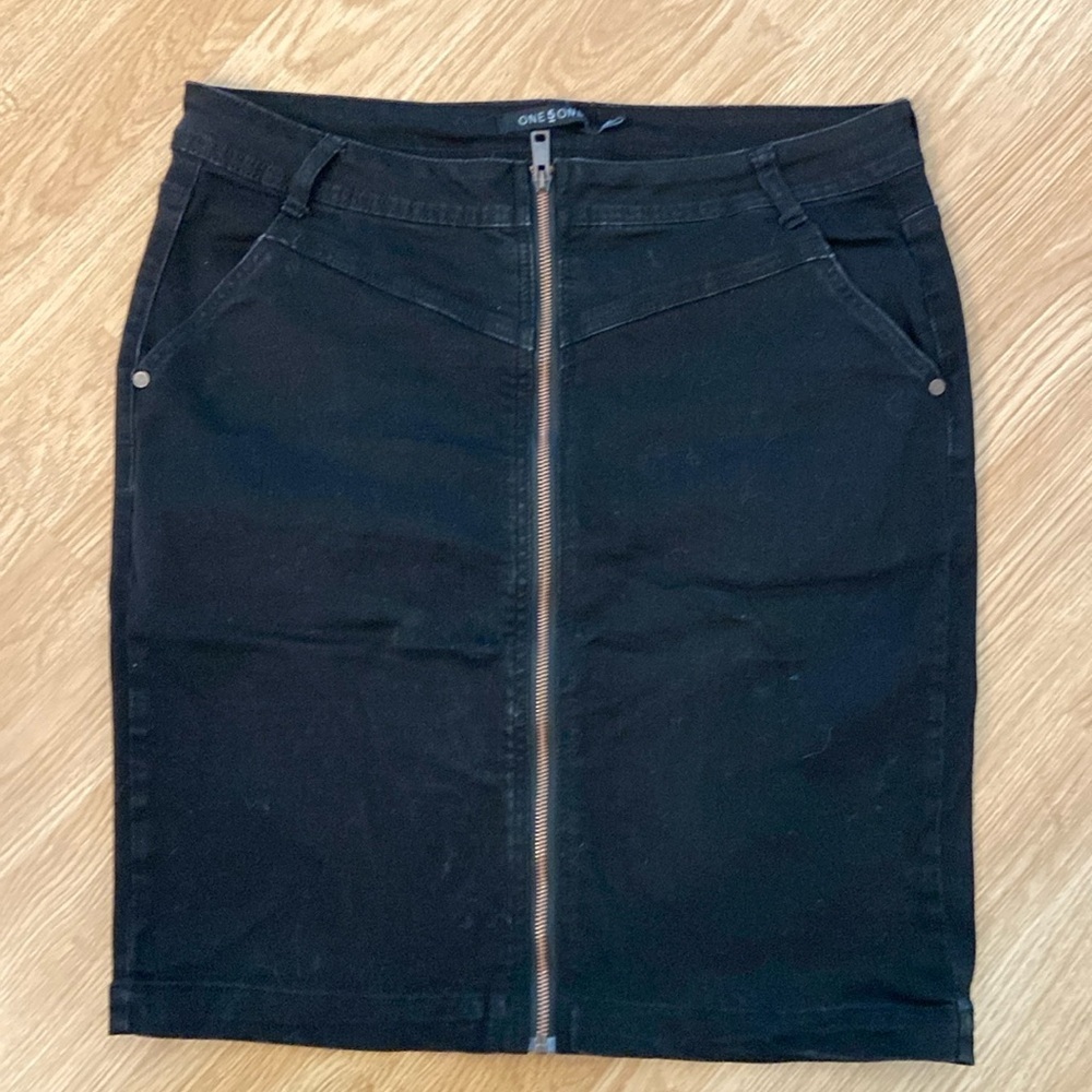 One 5 one black jean skirt